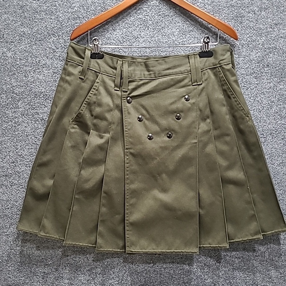 Utilikilts Men's Size S 36 *(34) Kilt Skirt Green Pleated Snaps Pockets Y2K Punk